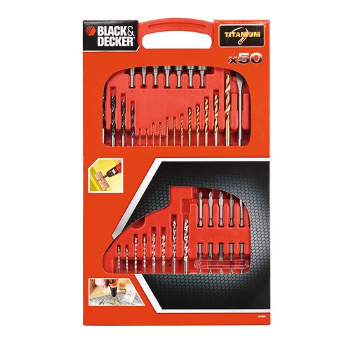 Black and Decker - EL 50 Piece Mixed Titanium Drilling Screwdriving Bits and Nutdriver Set - A7066