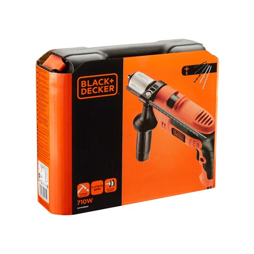 Black and Decker - EL 710W Corded Hammer Drill with 5 Accessories and Kitbox - CD714CRESKA