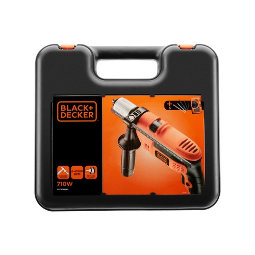 Black and Decker - EL 710W Percussion Hammer Drill with 6 Accessories and Kitbox - CD714CRESKD