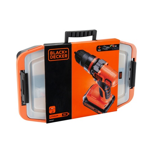 Black and Decker - EL 18V Lithium Ion Drill Driver with additional battery 160 accessories and robust storage box - EGBL18BAST