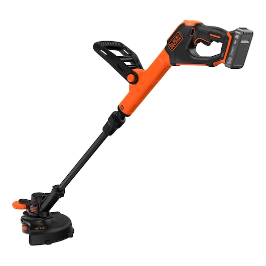 Rear-side view of the BLACK+DECKER® 18V POWERCONNECT™ Cordless STRIMMER® 28cm String Trimmer.