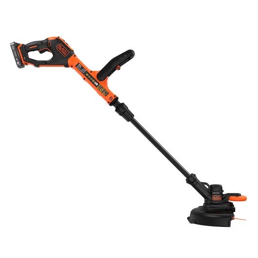 Side view of the BLACK+DECKER® 18V POWERCONNECT™ Cordless STRIMMER® 25cm Blade Trimmer, facing right.