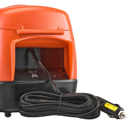 Back of the unit featuring the 12V DC cable included with the BLACK+DECKER 160 PSI AC/DC Multi Purpose Air Station.