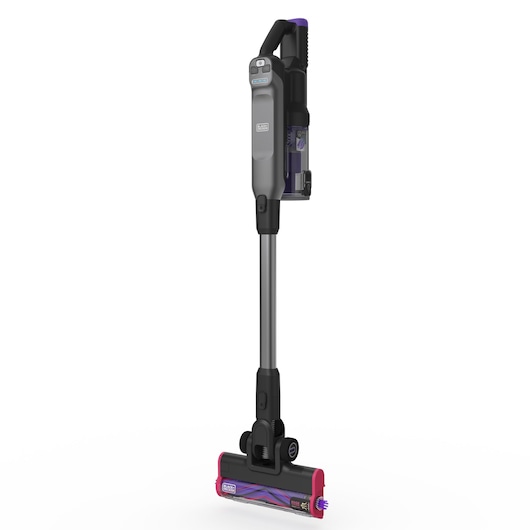Angled view of the wall mount positioned BLACK+DECKER SUMMITSERIES select Pet cordless stick vacuum.