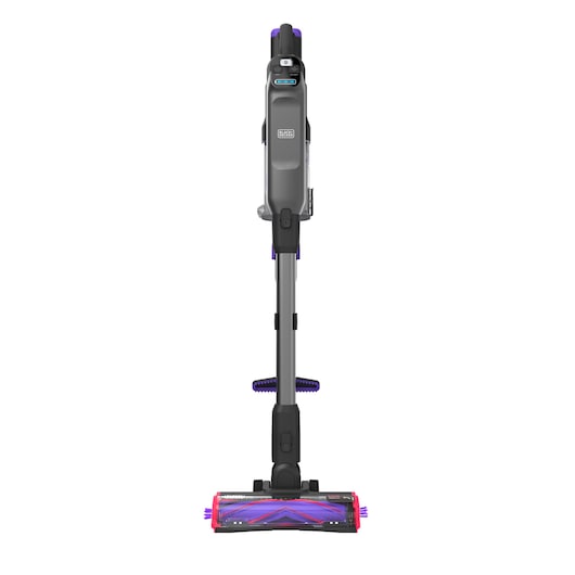Front  view of the on-pole accessory holder and connected attachments, attached to the BLACK+DECKER SUMMITSERIES select Pet cordless stick vacuum.