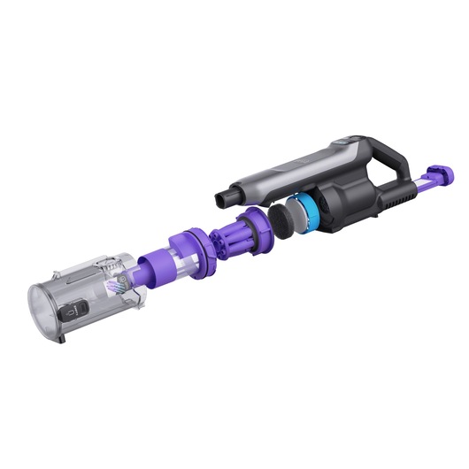 Angled deconstructed view of the 6-stage filtration system  - BLACK+DECKER SUMMITSERIES select Pet cordless stick vacuum.