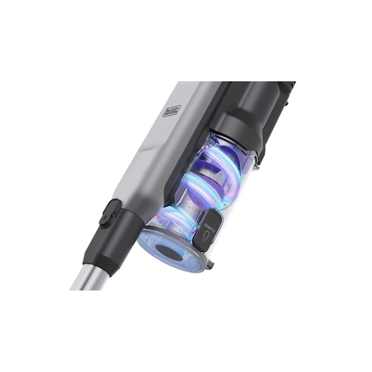 Simulated visual of the power of the 6-stage filtration system at work - BLACK+DECKER SUMMITSERIES select Pet cordless stick vacuum.