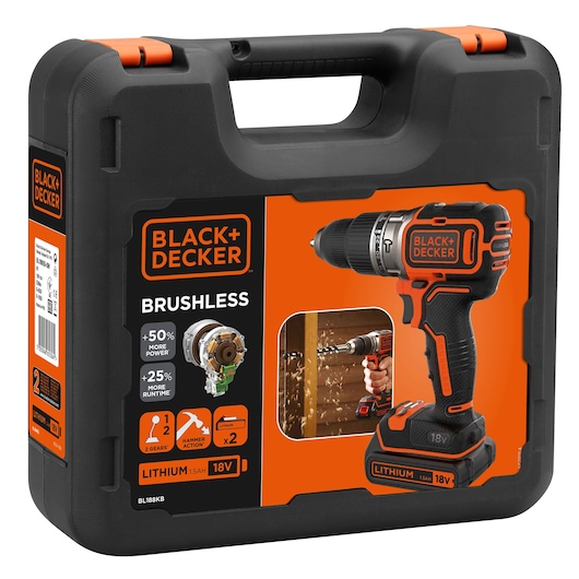 18V Brushless Κρουστικό Δραπανοκατσάβιδο + 2 Μπαταρίες + Φορτιστής 400mA + Κασετίνα