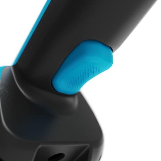 Close-up of the BLACK+DECKER Dustbuster's trigger button.